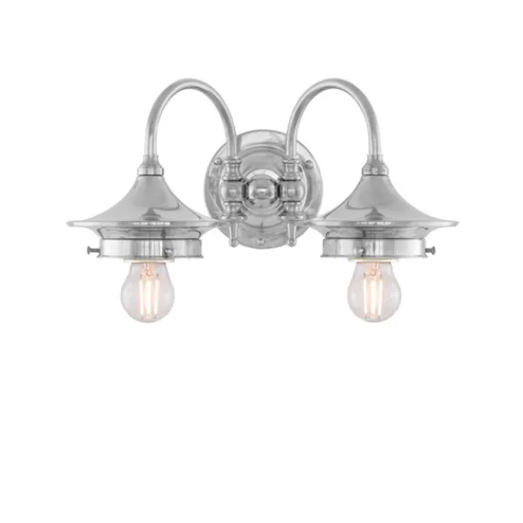 Karlskrona Lampfabrik Tigerstedt Vägglampa IP24, förnicklad mässing