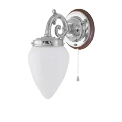 Karlskrona Lampfabrik Topelius vägglampa fast montage, nickel/brun