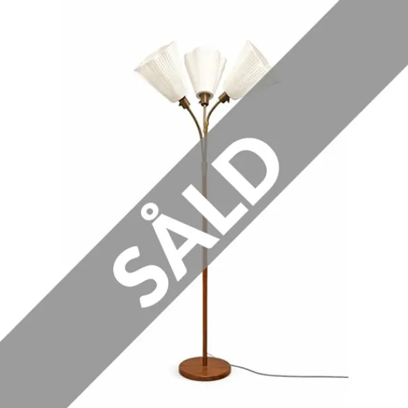 Vintage by Bright 1-2-3 Trio Pleat Golvlampa – Mässing & Trä