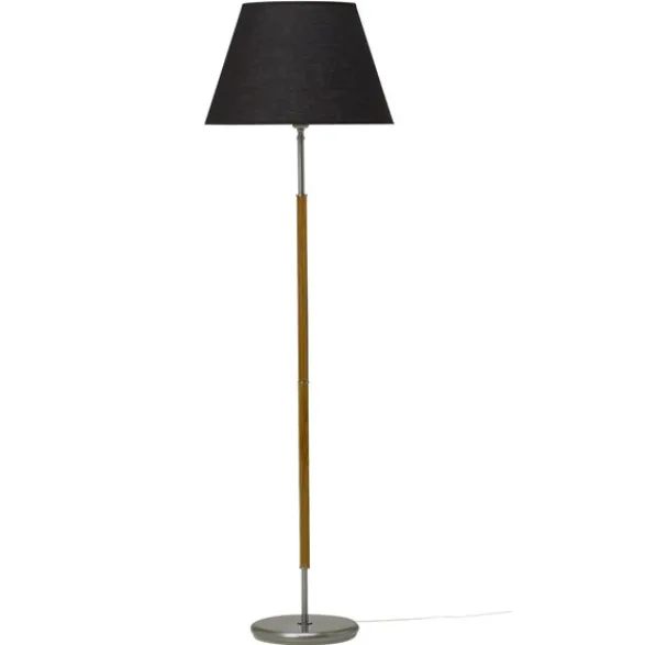 Armaturhantverk Tullgarn golvlampa, råjärn/ek 130cm