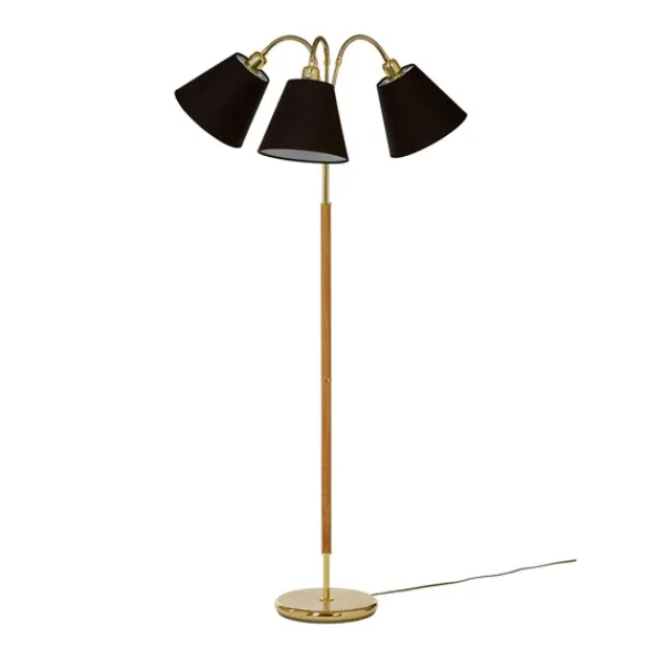 Armaturhantverk Tullgarn golvlampa trearmad, mässing/ek 145cm