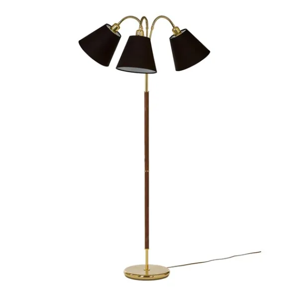 Armaturhantverk Tullgarn golvlampa trearmad, mässing/valnöt 145cm