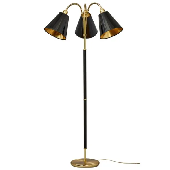 Armaturhantverk Tullgarn golvlampa trearmad, mässing/svart 145cm