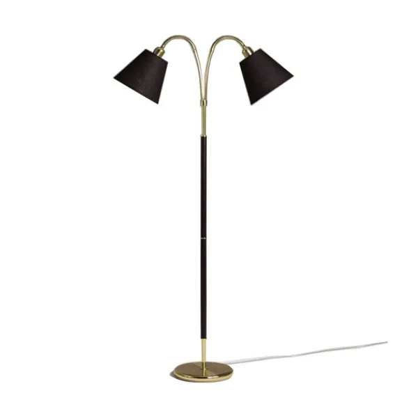 Armaturhantverk Tullgarn golvlampa tvåarmad, mässing/svart 145cm