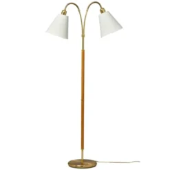 Armaturhantverk Tullgarn golvlampa tvåarmad, mässing/ek 145cm