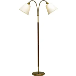 Armaturhantverk Tullgarn golvlampa tvåarmad, oxid/valnöt 145cm