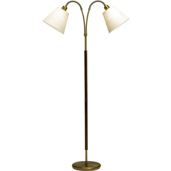 Armaturhantverk Tullgarn golvlampa tvåarmad, oxid/valnöt 145cm