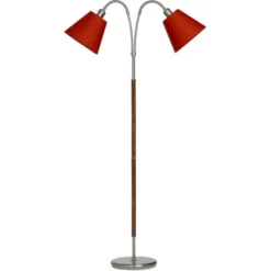 Armaturhantverk Tullgarn golvlampa tvåarmad, råjärn/valnöt 145cm