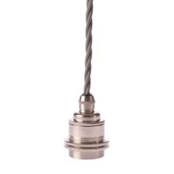 Texa Design Upphäng E27 gäng. 2 ringar nickel 2,5m grå tvinnad kabel