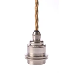 Texa Design Upphäng E27 gäng. 2 ringar nickel 2,5m guld tvinnad kabel