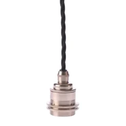 Texa Design Upphäng E27 gäng. 2 ringar nickel 2,5m svart tvinnad kabel