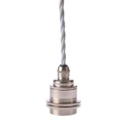 Texa Design Upphäng E27 gäng. 2 ringar nickel 2,5m vit tvinnad kabel