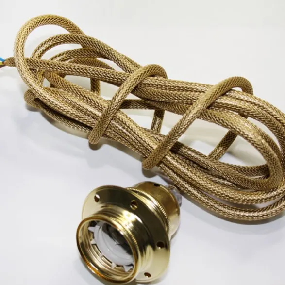 lampsladdar.se Upphäng E27 jordad, mässing/guld 3m