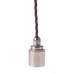 Texa Design Upphäng E27 slät lamph. nickel 2,5m brun tvinnad kabel
