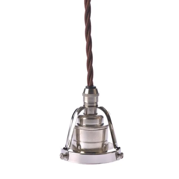 Texa Design Upphäng 116 nickel/E27 nickel 2,5m brun tvinnad kabel