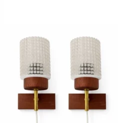 Vintage by Bright 1-2-3 Vägglampa teak/glas x2