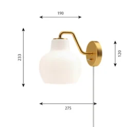 Louis Poulsen VL Ring Crown 1 vägglampa, opal/mässing