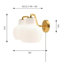 Louis Poulsen VL Ring Crown 2 vägglampa, opal/mässing